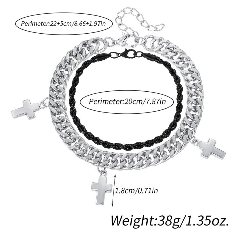 Double Chain Cross Bracelet